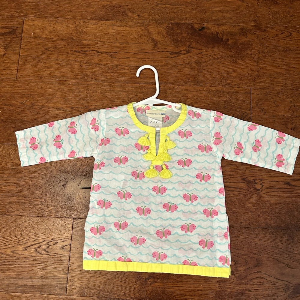 Never worn Pottery Barn Kids/baby  Pink and Yellow Swim Coverup 12-18 months